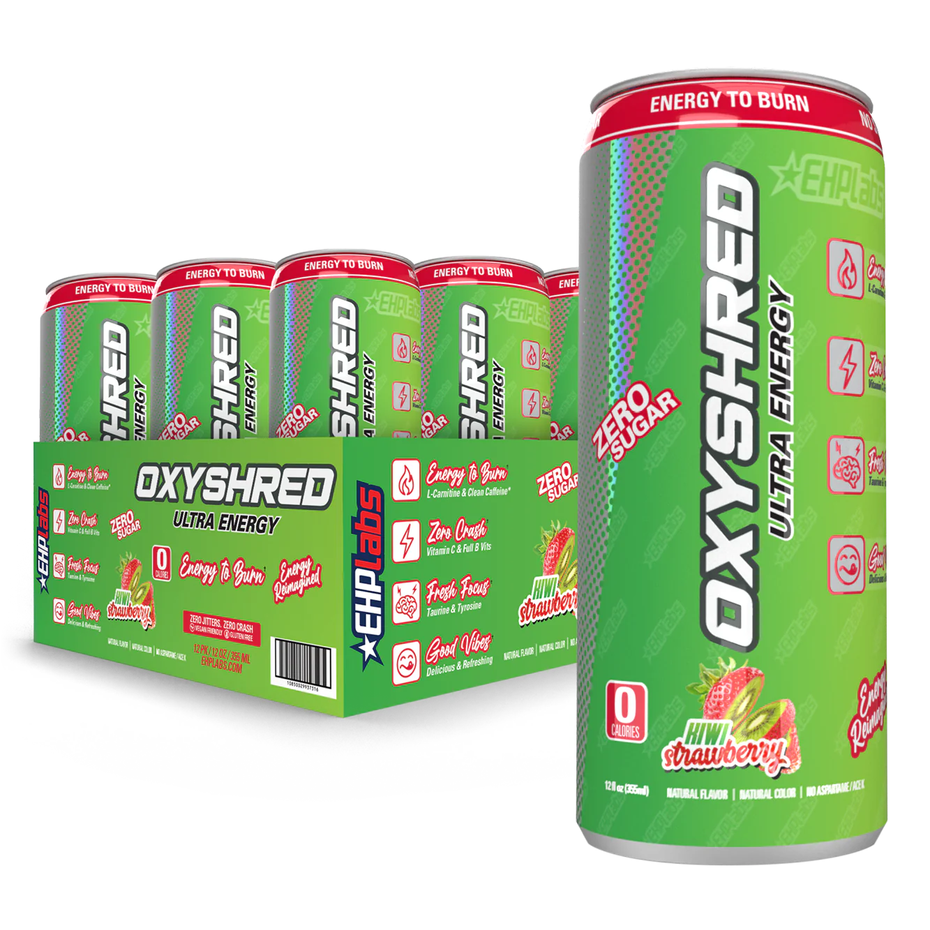 EHP Labs OxyShred Ultra Energy Drink RTD 12x355ml Kiwi Strawberry