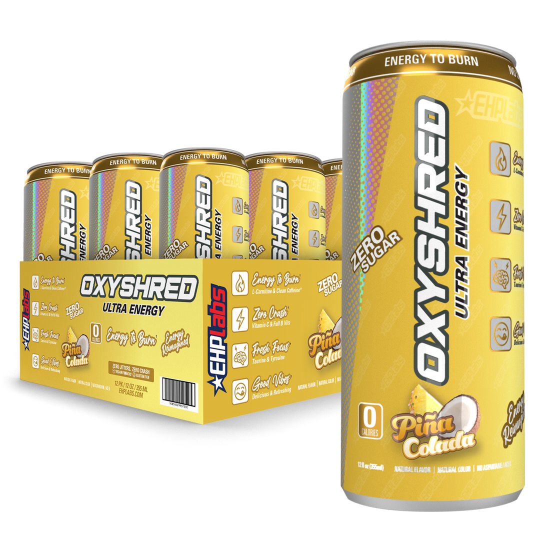 EHP Labs OxyShred Ultra Energy Drink RTD 12x355ml Pina Colada