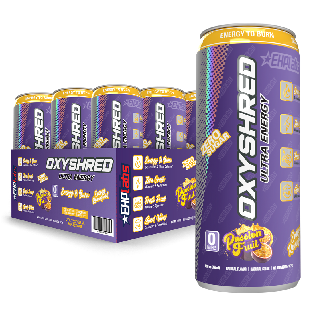 EHP Labs OxyShred Ultra Energy Drink RTD 12x355ml Passionfruit