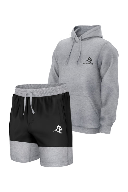 XAPE Essential Grey Hoodie & Elite Black Shorts Bundle