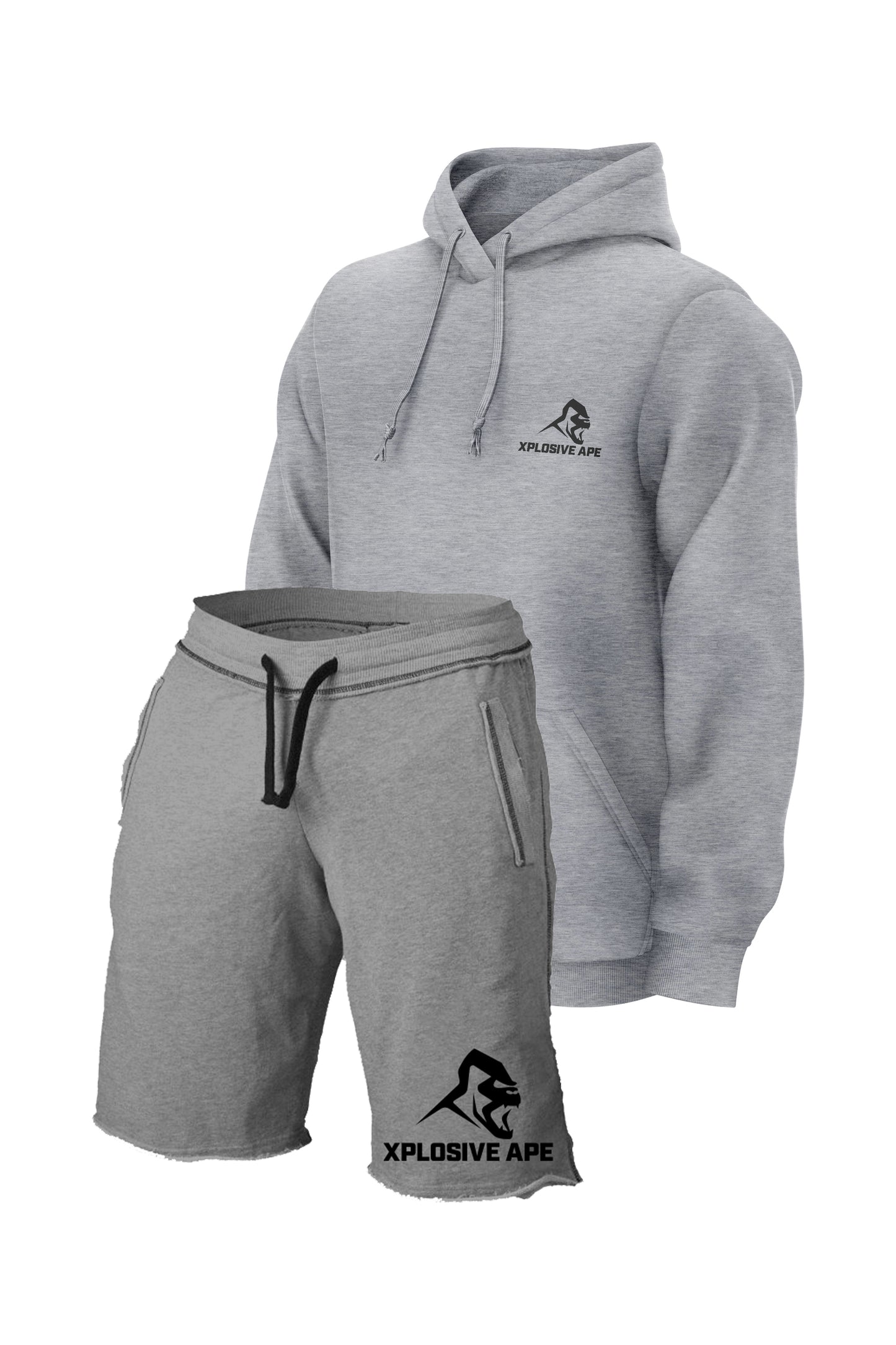 XAPE Grey Essential Hoodie & Ultimate Rag Shorts Bundle