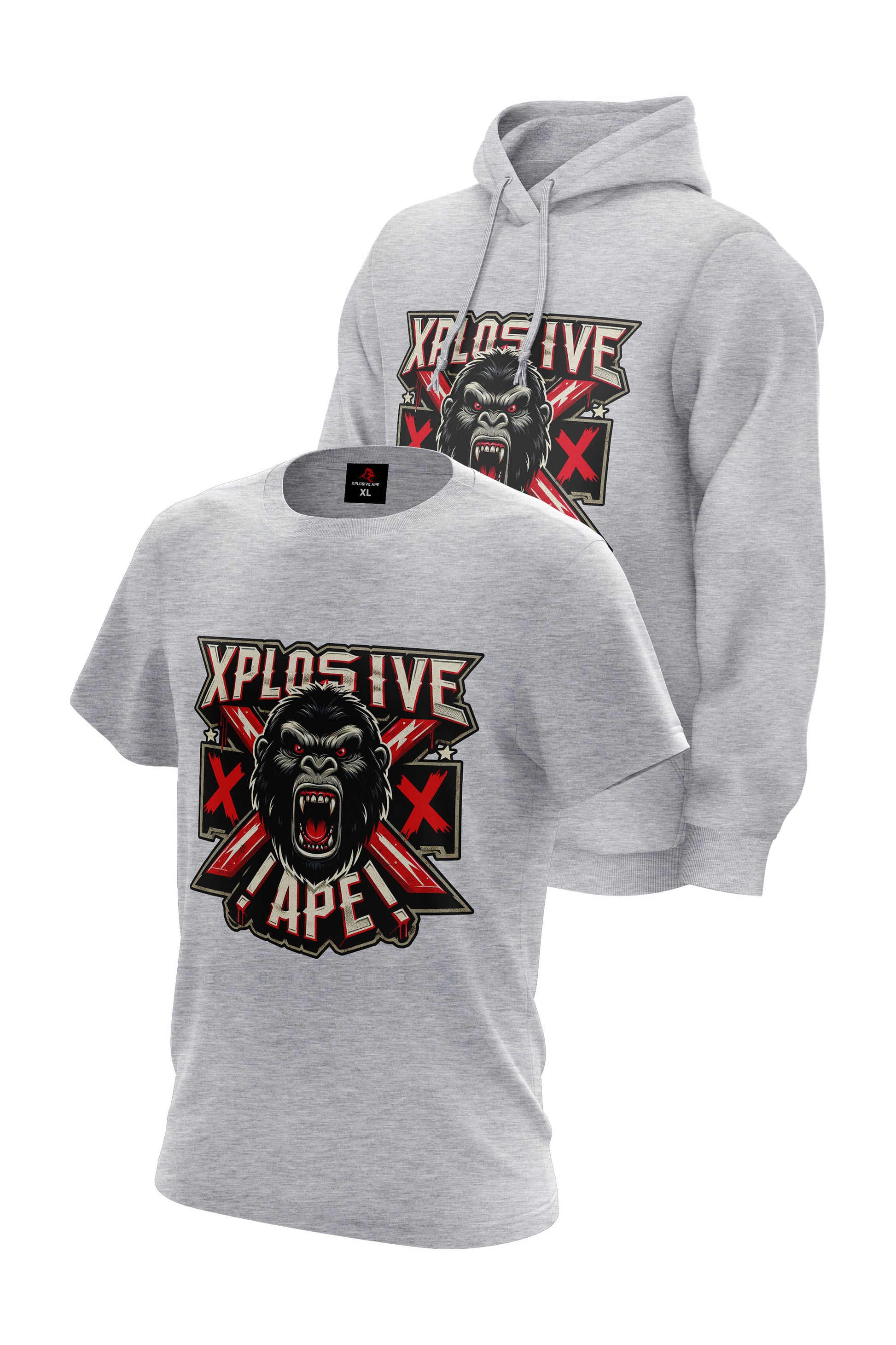 XAPE Explicit Hoodie & Tee Combo - Sports Grey