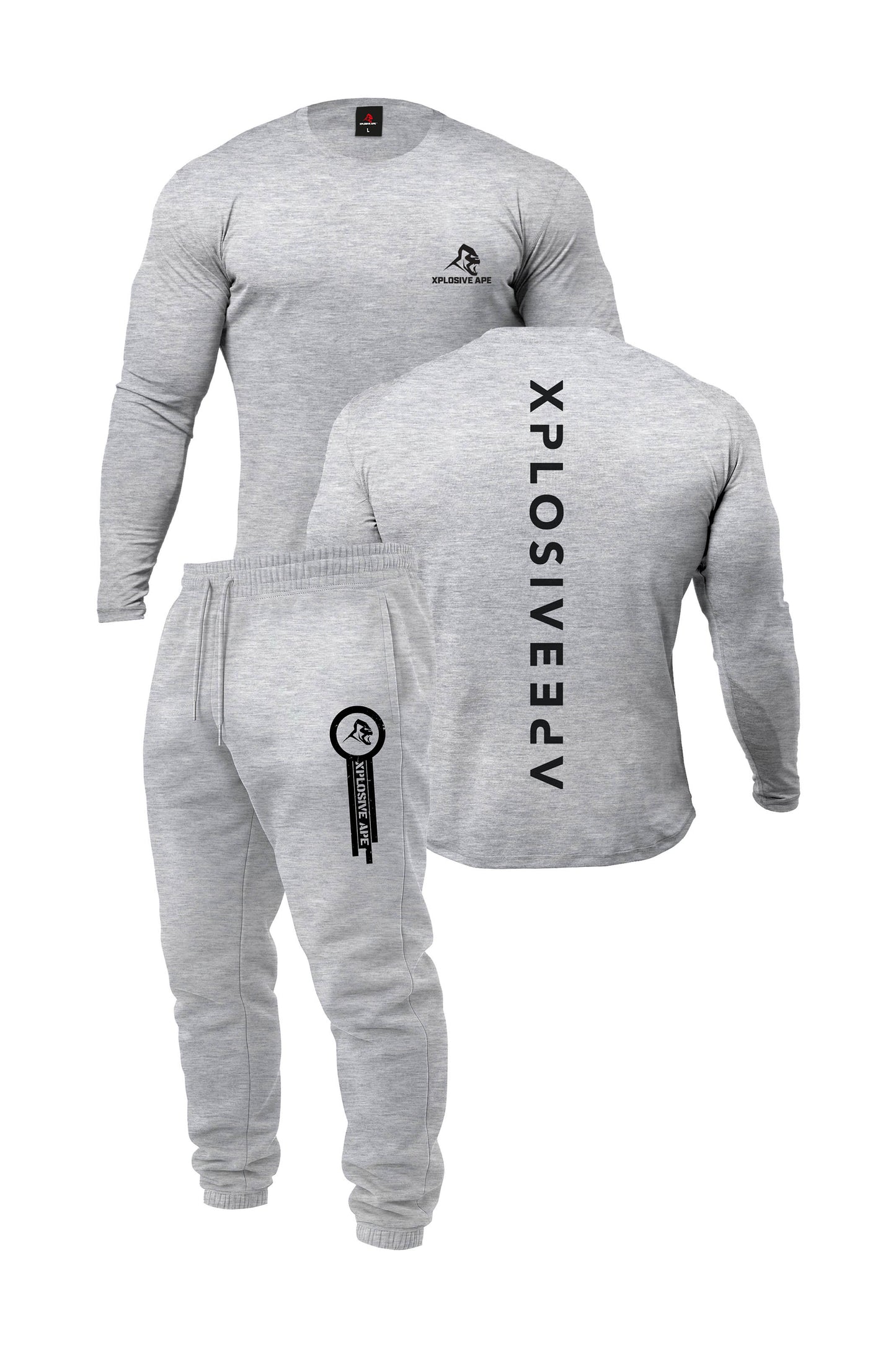 XAPE Futuristic Long Sleeve Tee & Panelled V2 Joggers Combo - Grey