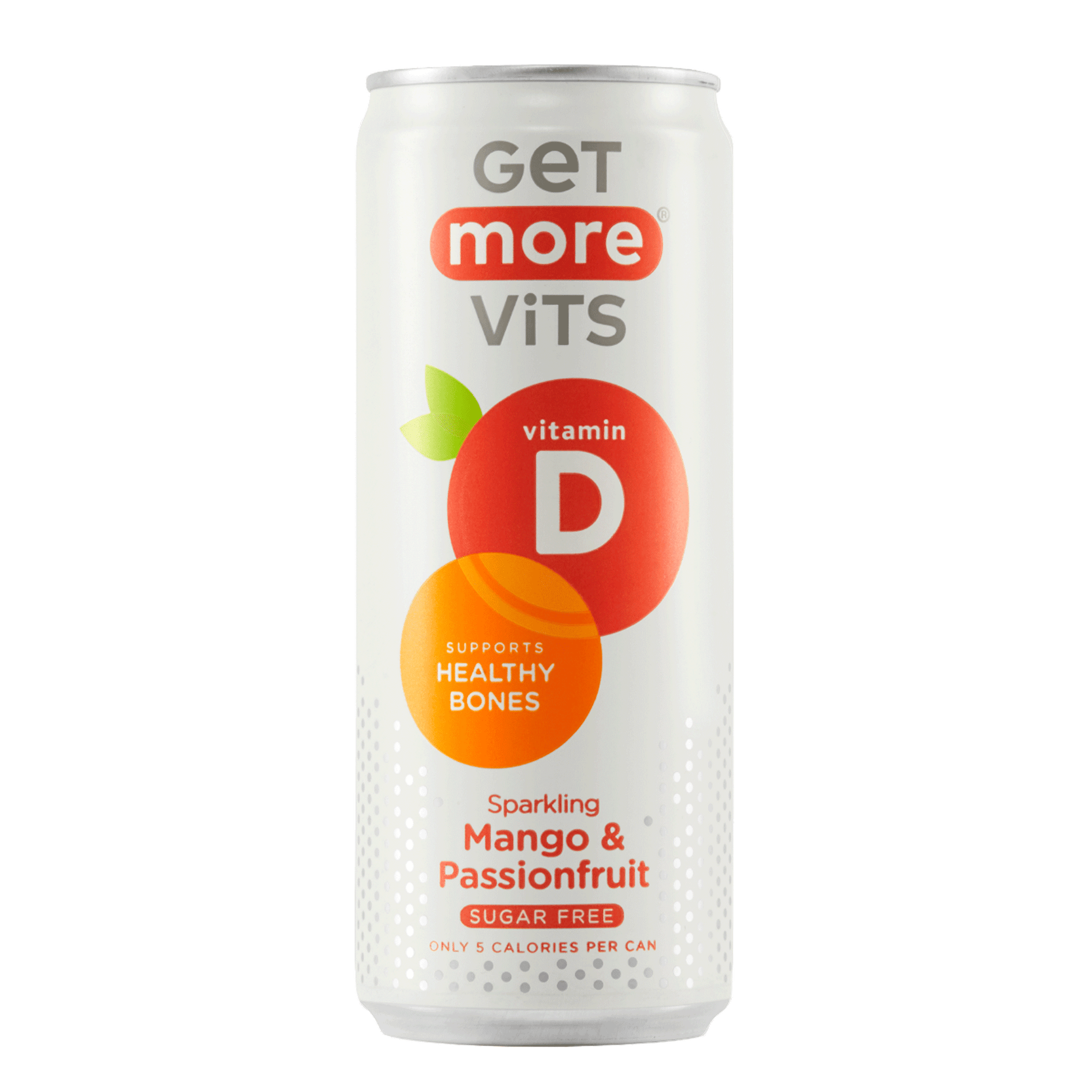 Get More Vits Vit D Can 12x330ml Sparkling Mango & Passionfruit