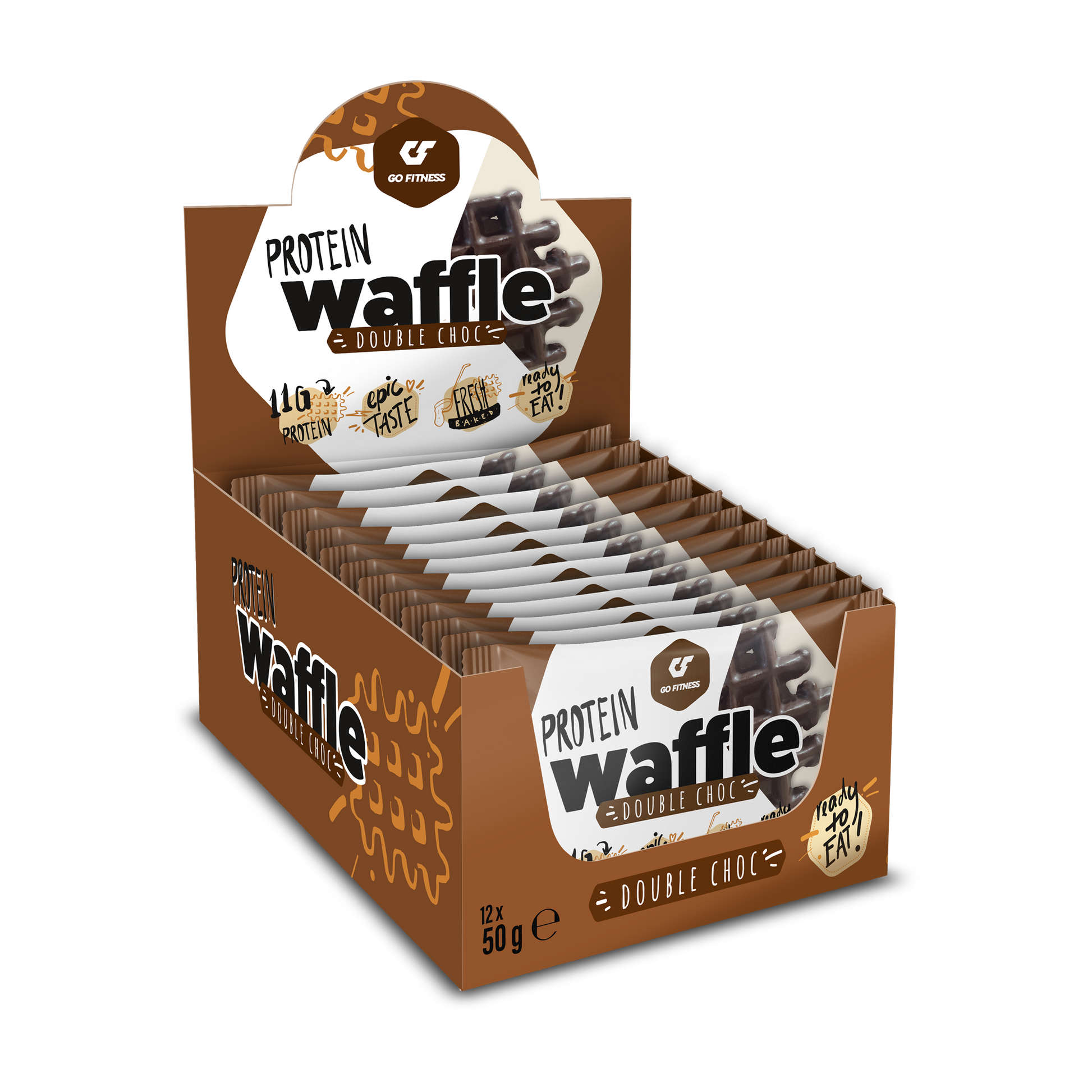 Go Fitness Protein Waffle 12x50g Double Chocolate