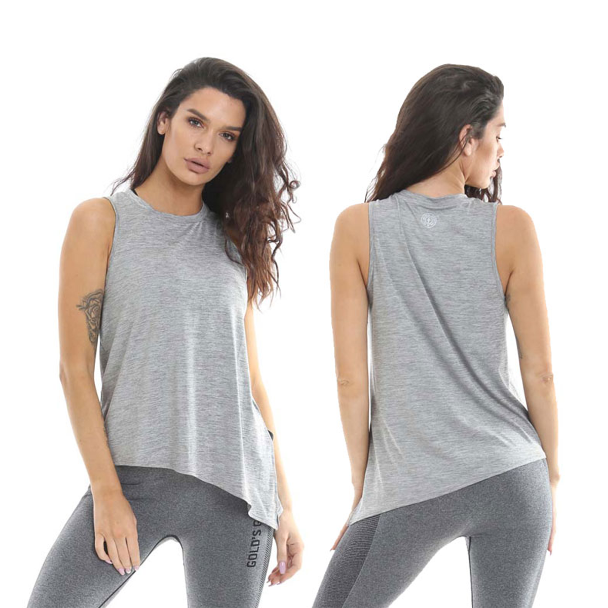 Golds Gym Ladies Angled Vest M Grey