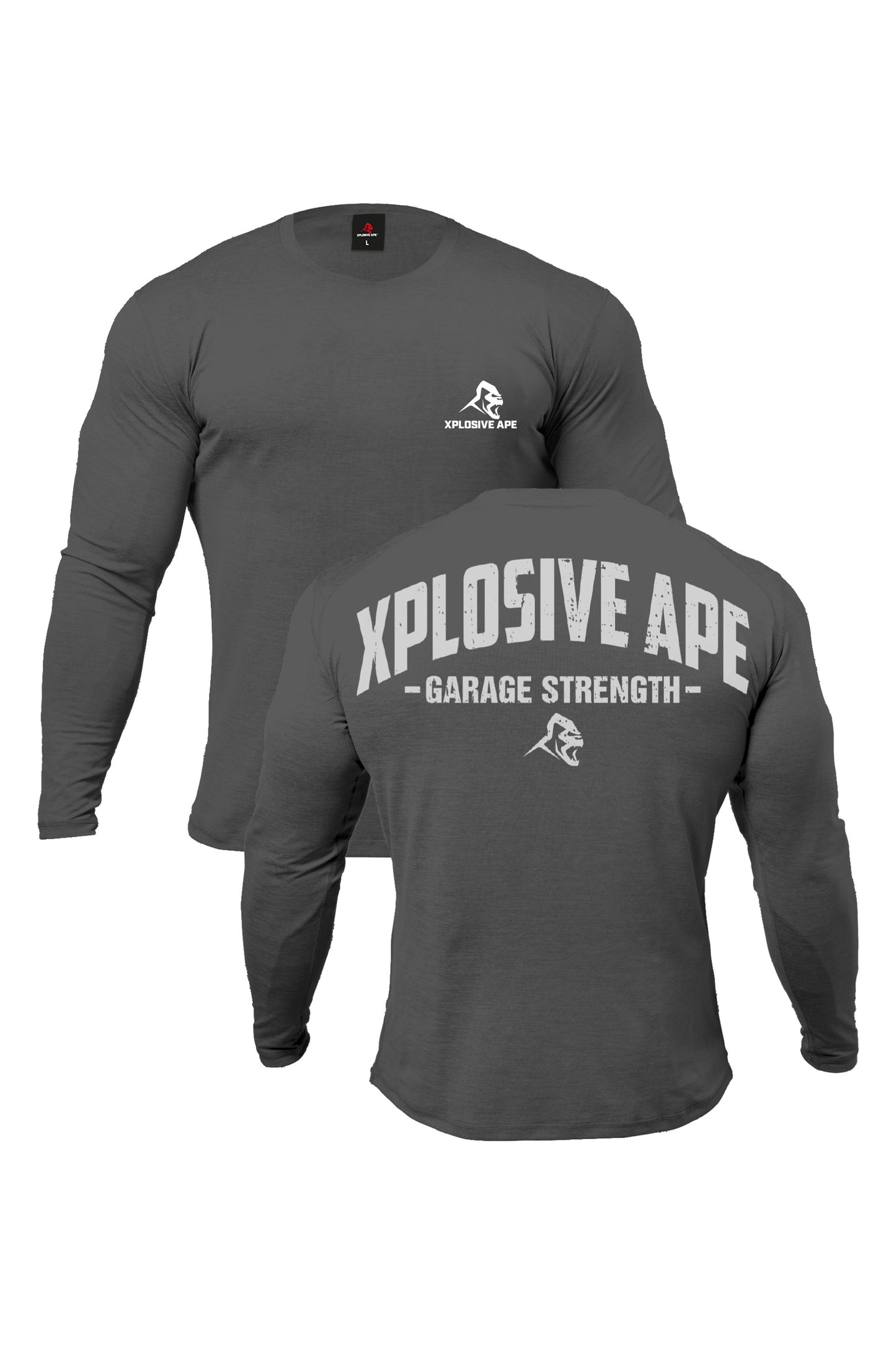 XAPE Garage Strength V2 Long Sleeve Tee - Charcoal