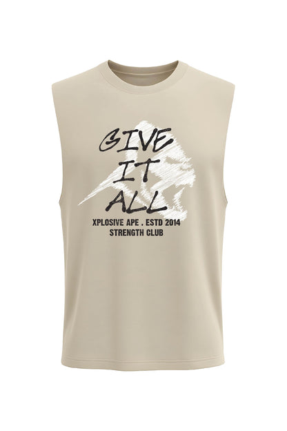 XAPE Give It All Drop Arm Tank Top - Sand