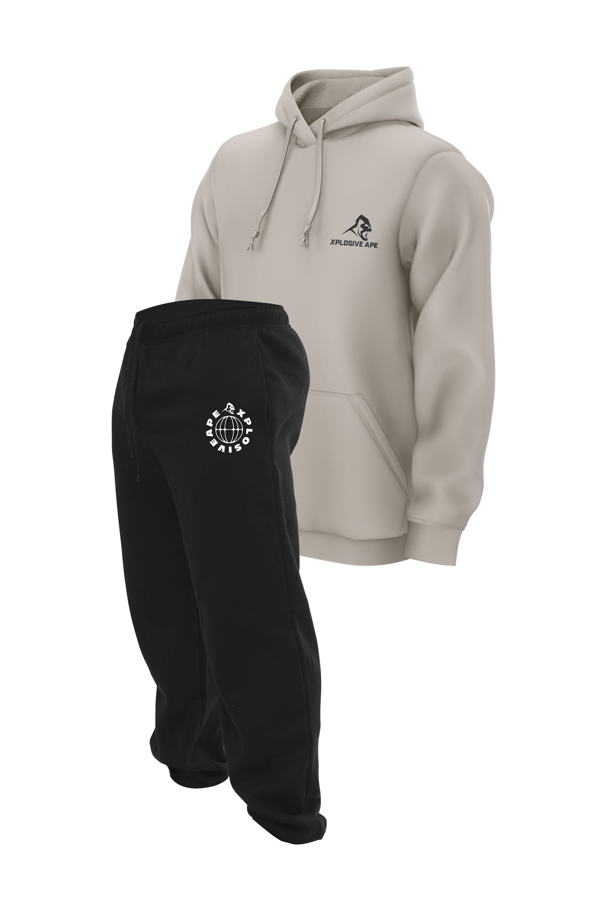 XAPE Global Joggers & Essential Hoodie Combo - Black/Sand