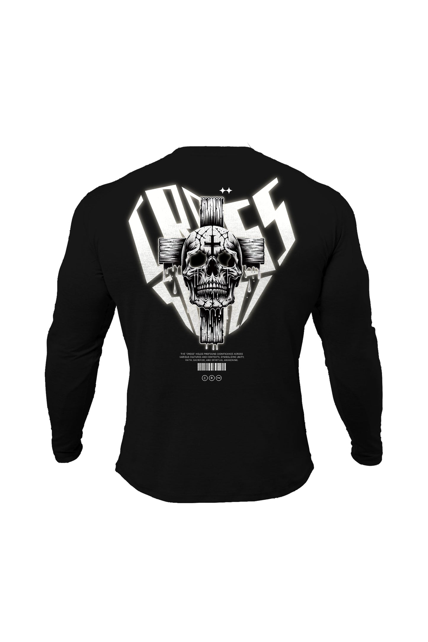 US Gothic Cross Skull Sweatshirt - Black