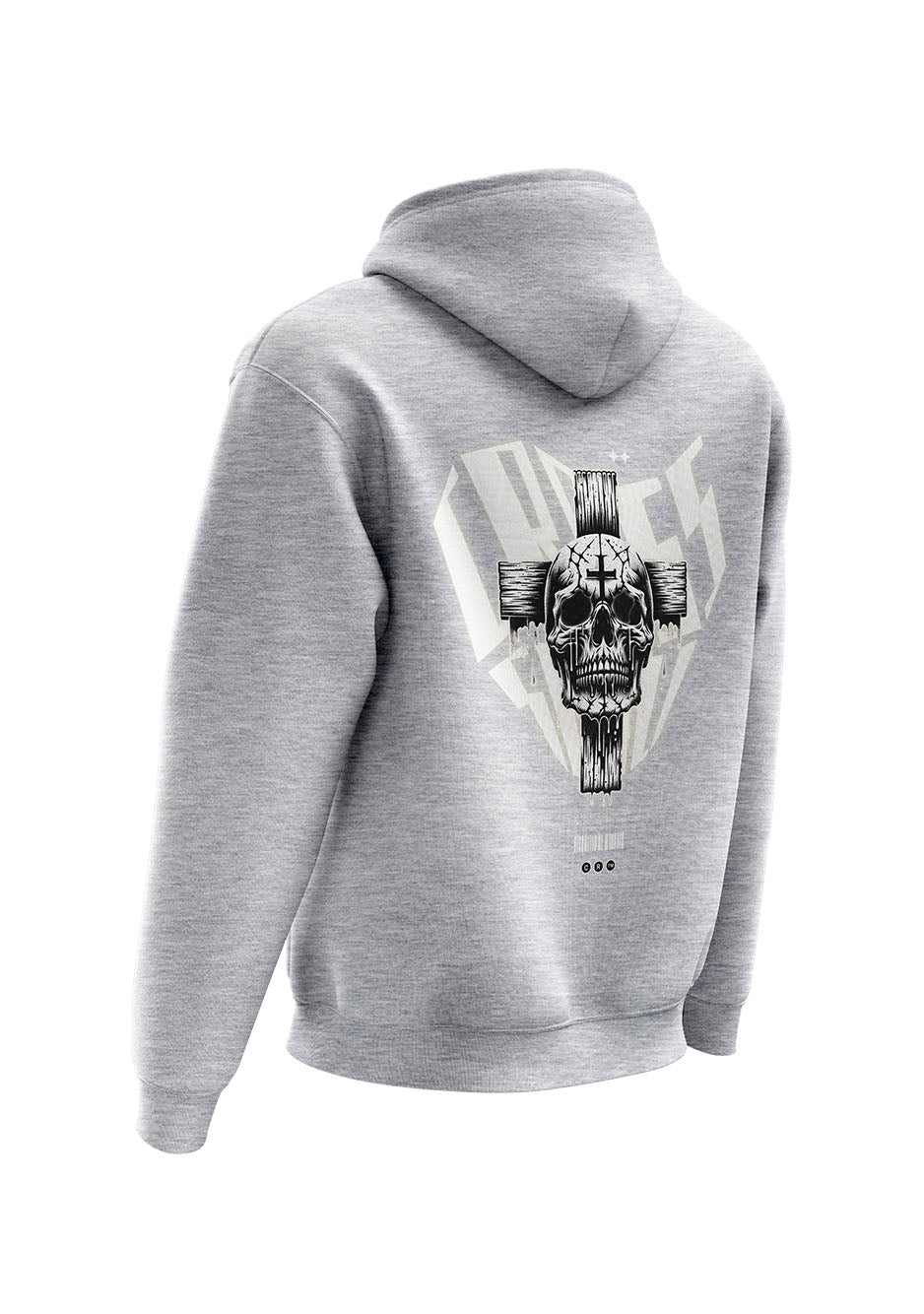 Untold Studios Gothic Cross Skull Hoodie - Grey