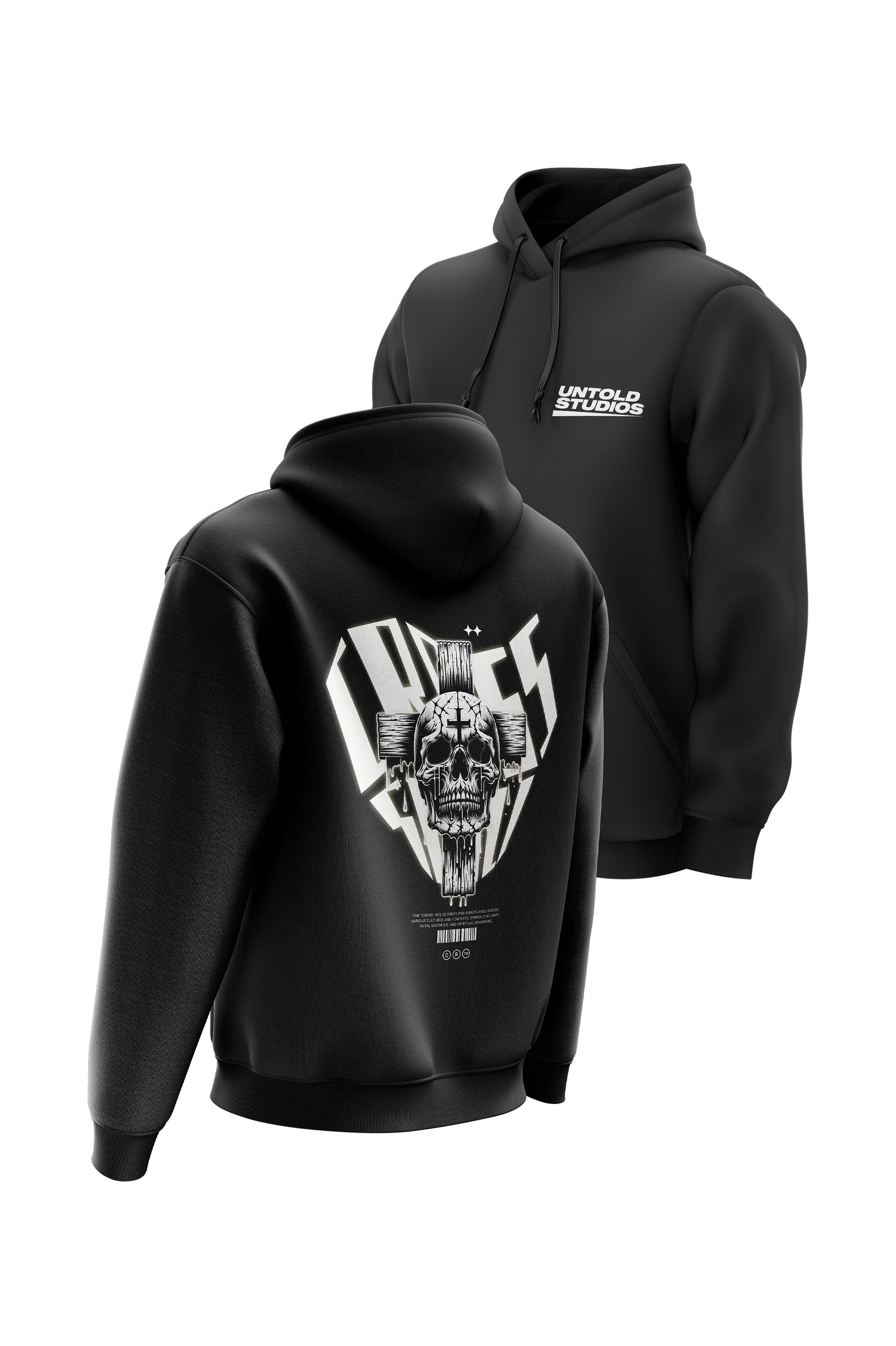 Untold Studios Gothic Cross Skull Hoodie - Black