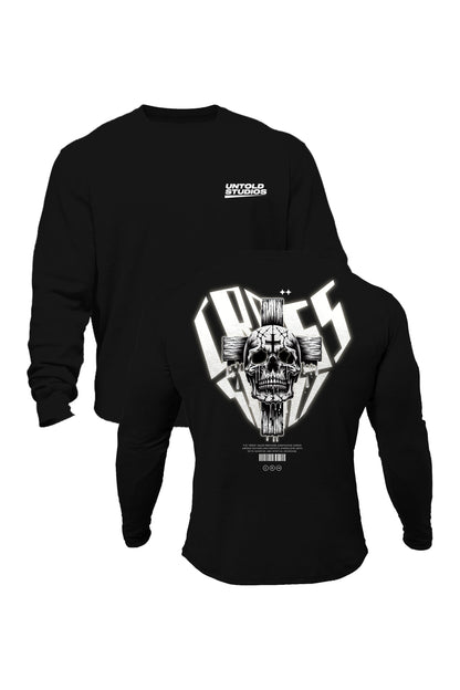 Untold Studios Gothic Cross Skull Sweatshirt - Black