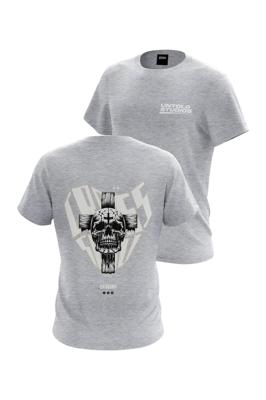 Untold Studios Gothic Cross Skull Tee - Grey