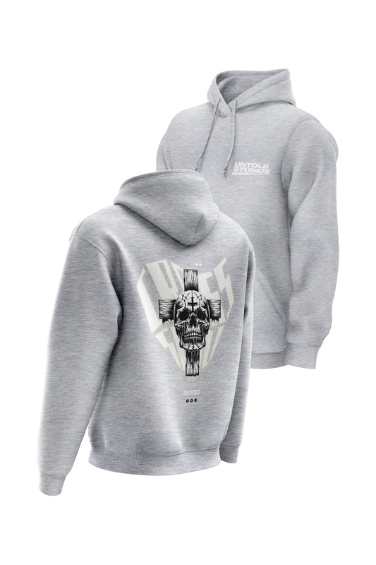 Untold Studios Gothic Cross Skull Hoodie - Grey