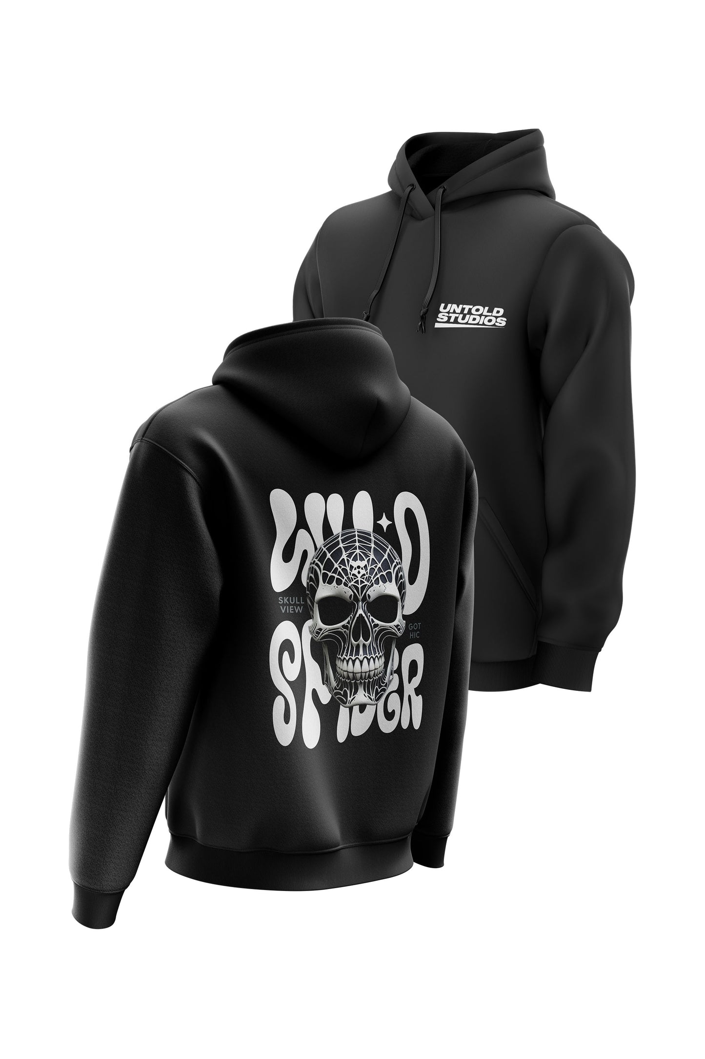 Untold Studios Gothic Spider Skull Hoodie - Black