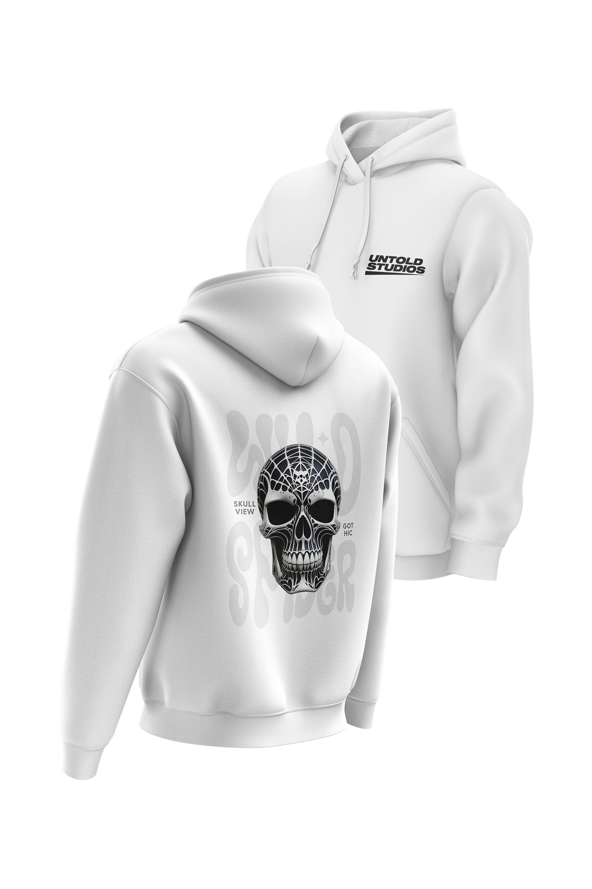 Untold Studios Gothic Spider Skull Hoodie - White