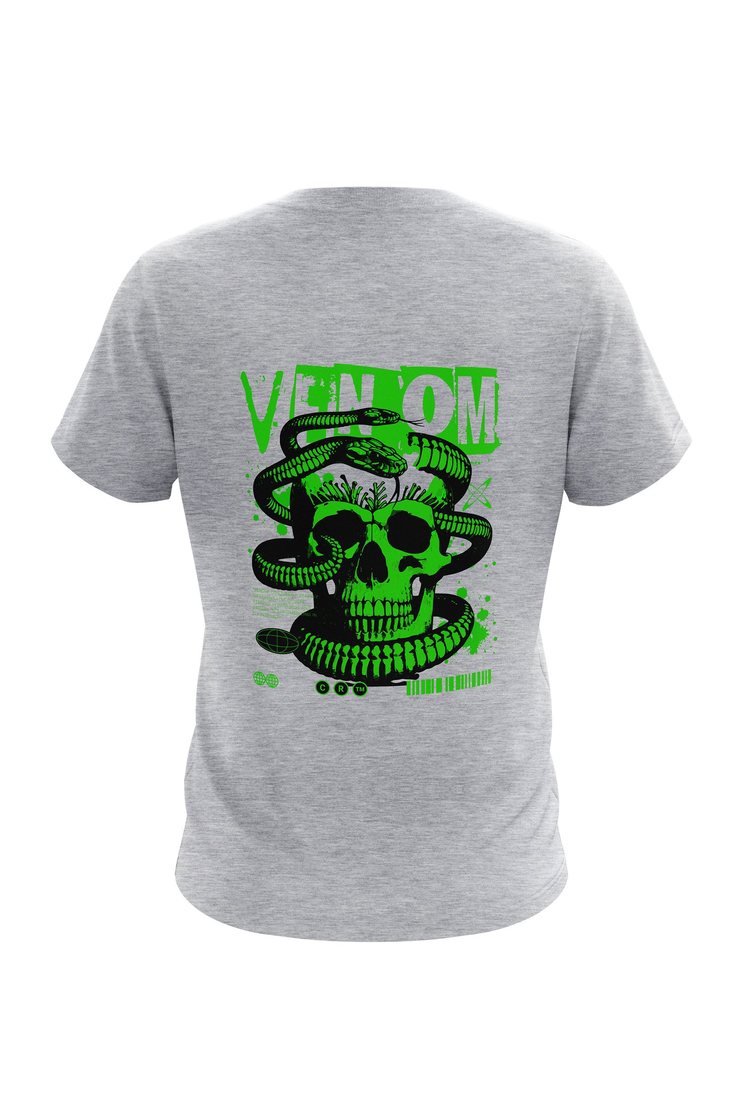 Untold Studios Gothic Venomous Skull Tee - Grey