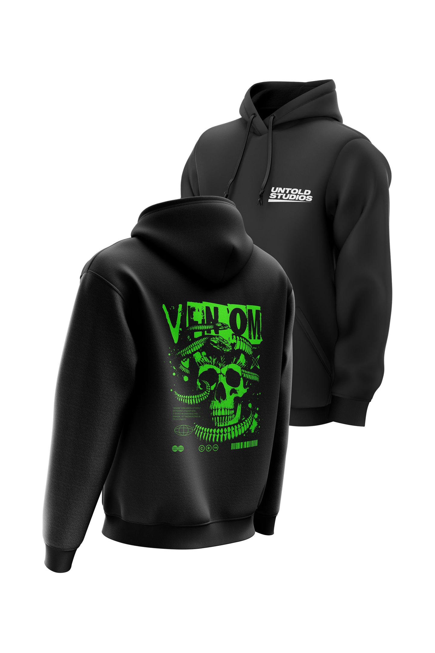 Untold Studios Gothic Venomous Skull Hoodie - Black