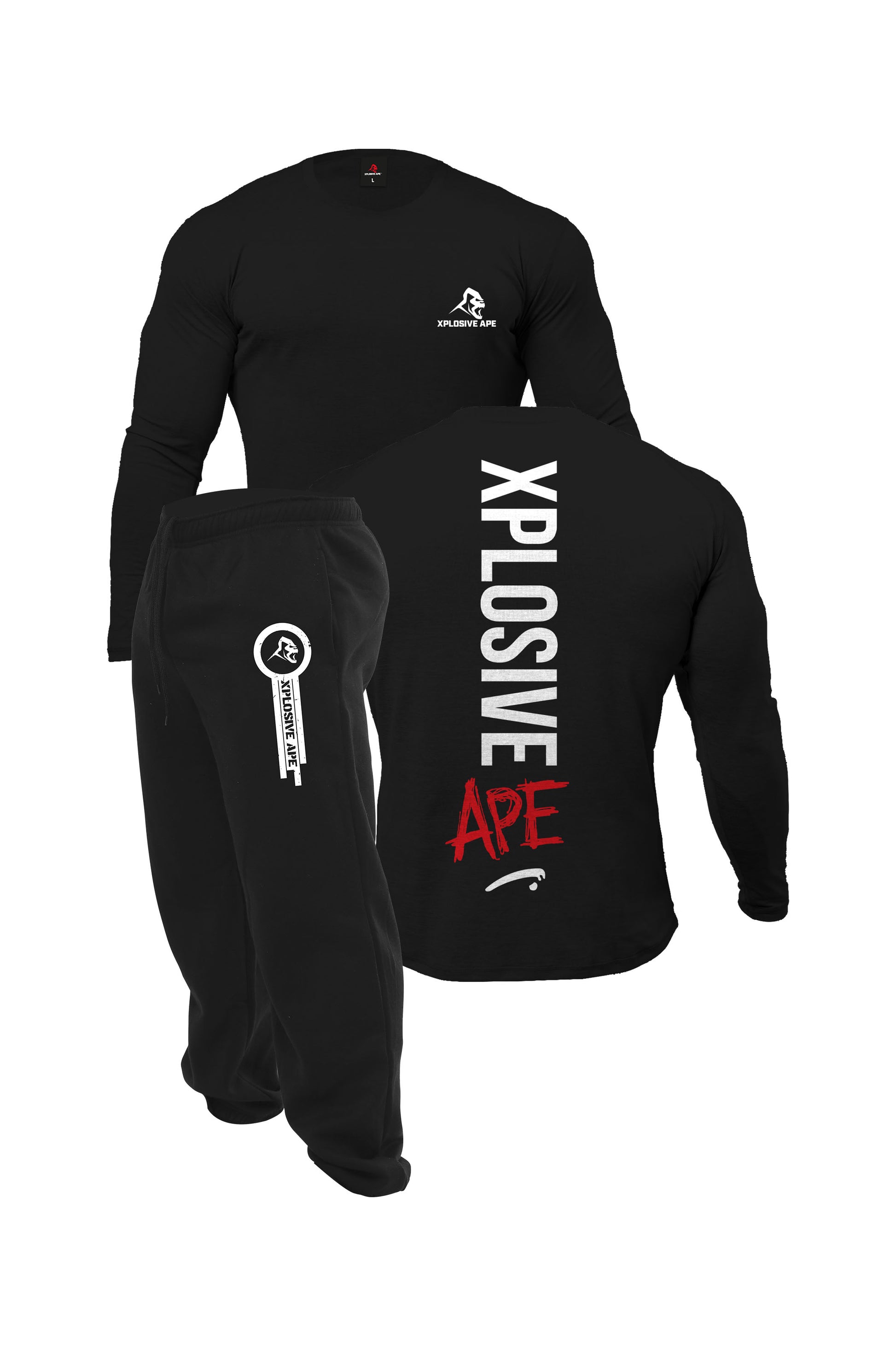 XAPE Graffiti Long Sleeve Tee & Joggers Combo - Black