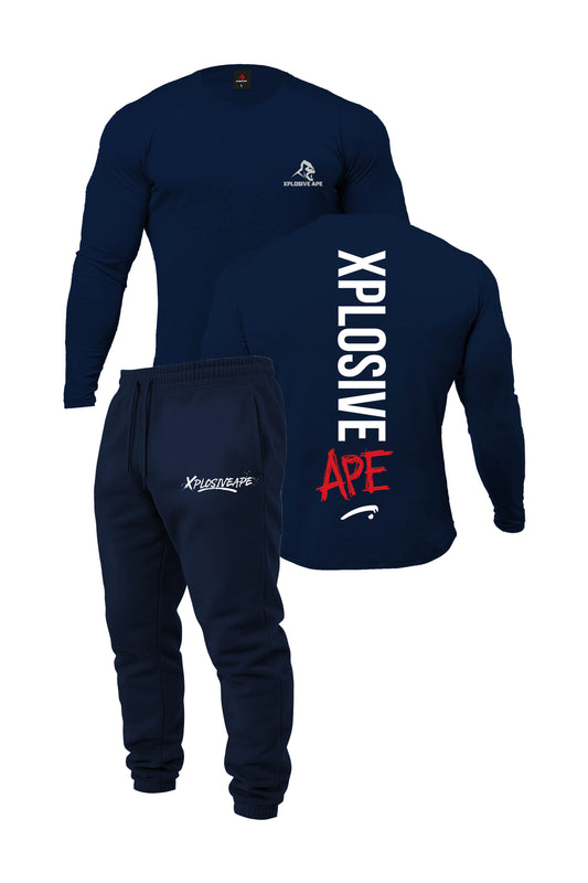 XAPE Graffiti Long Sleeve Tee & Desolate V2 Joggers Combo - Navy