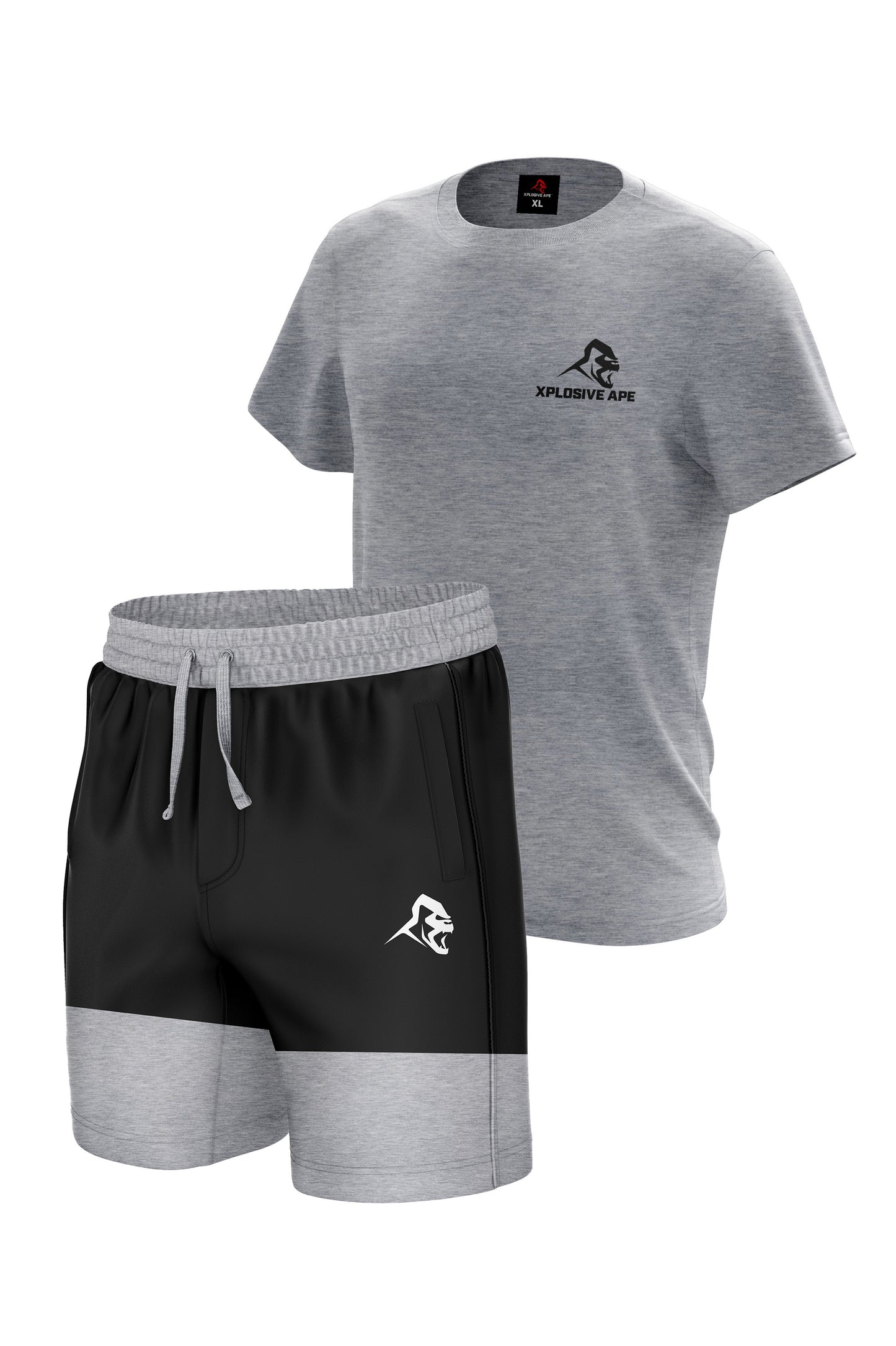 XAPE Essential Sports Grey Tee & Elite Black Shorts Bundle