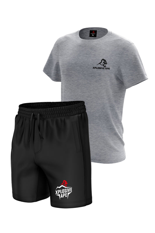 XAPE Essential Sports Grey Tee & Flash Black Shorts Bundle