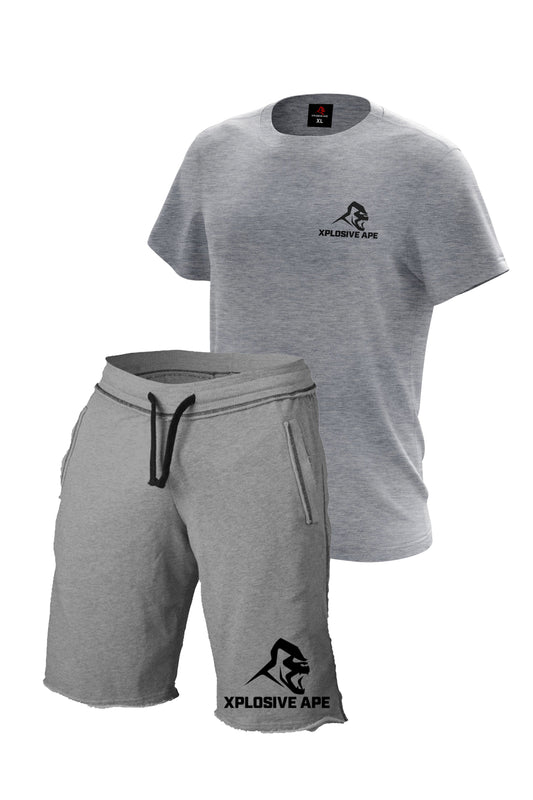 XAPE Essential Sports Grey Tee & Ultimate Rag Grey Shorts Bundle