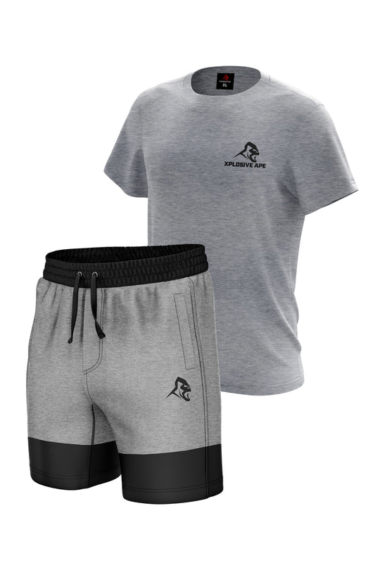 XAPE Essential Sports Grey Tee & Elite Grey Shorts Bundle