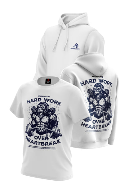 XAPE Hardwork Hoodie & Tee Combo - White