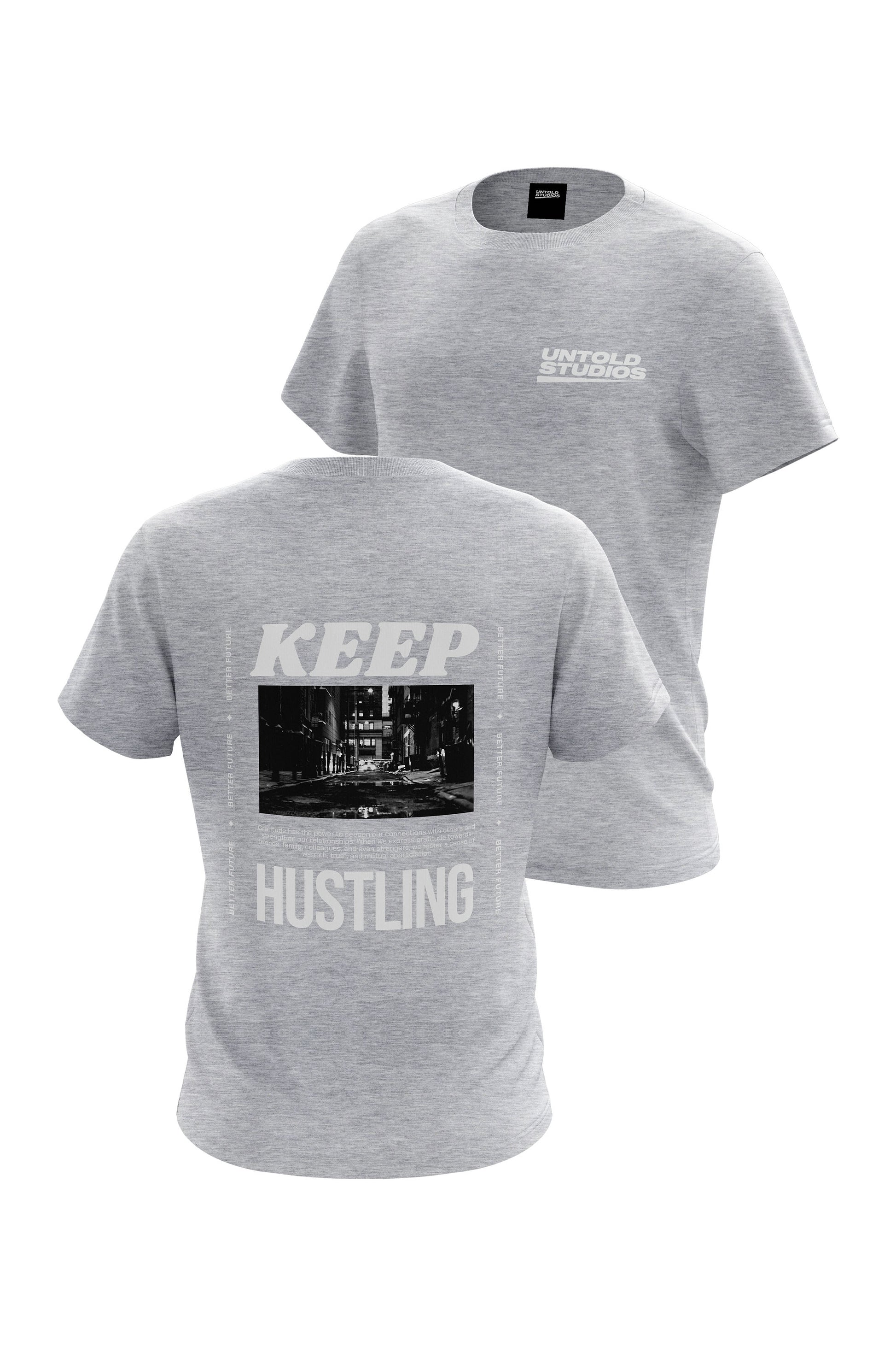 Untold Studios Keep Hustling Tee - Grey