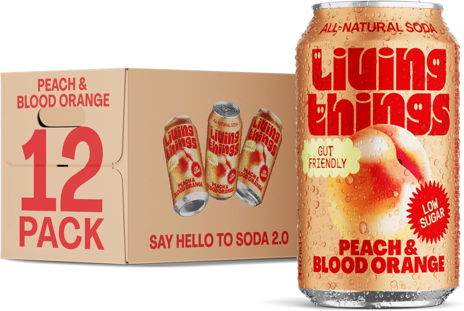 Living Things Prebiotic Soda 12x330ml Peach & Blood Orange Soda