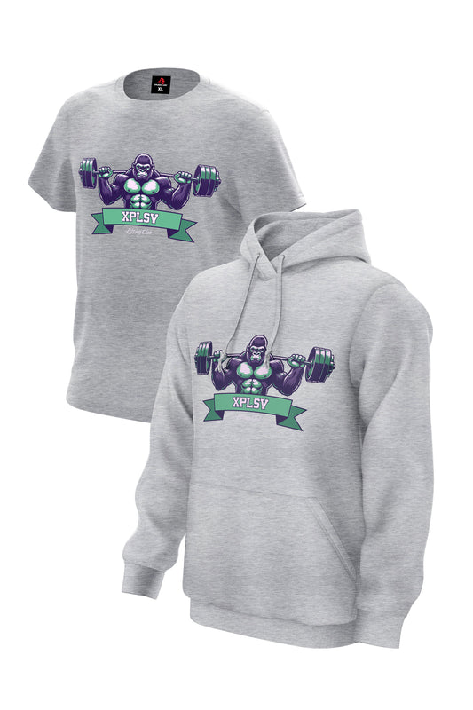 XAPE Lifting Club V3 Hoodie & Tee - Grey