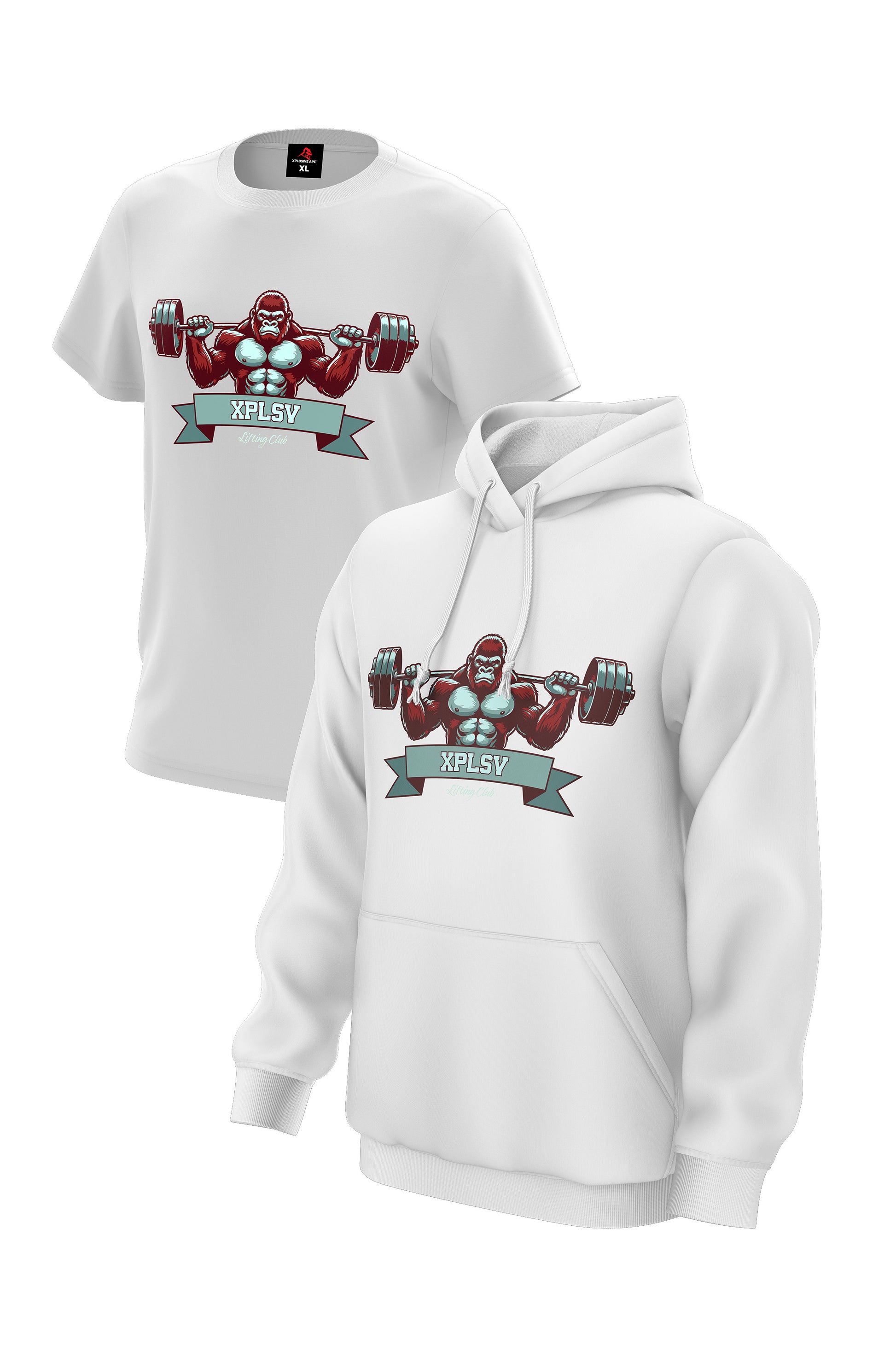 XAPE Lifting Club V1 Hoodie & Tee - White