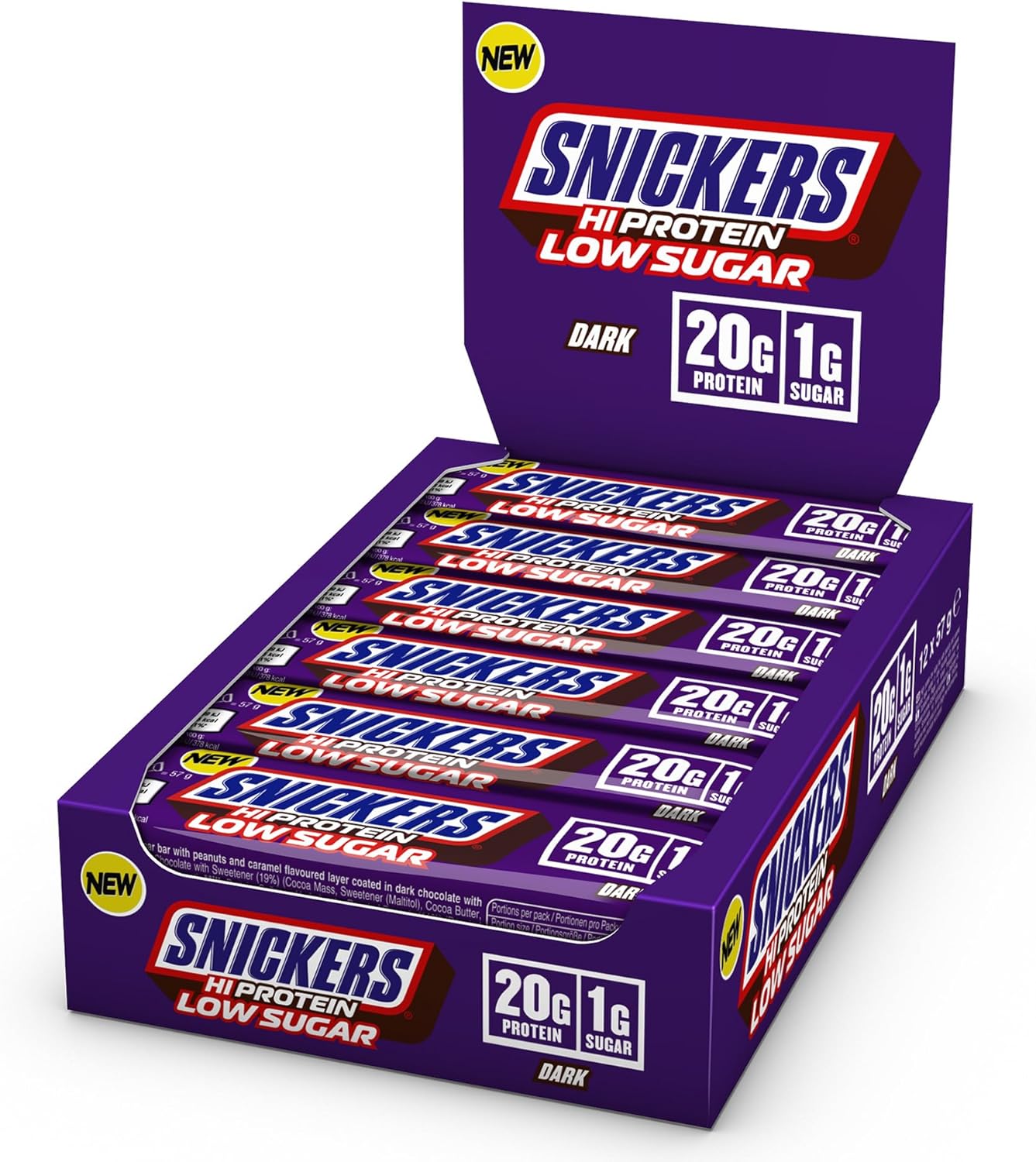 Snickers Low Sugar High Protein Bar 12x57g Dark Chocolate