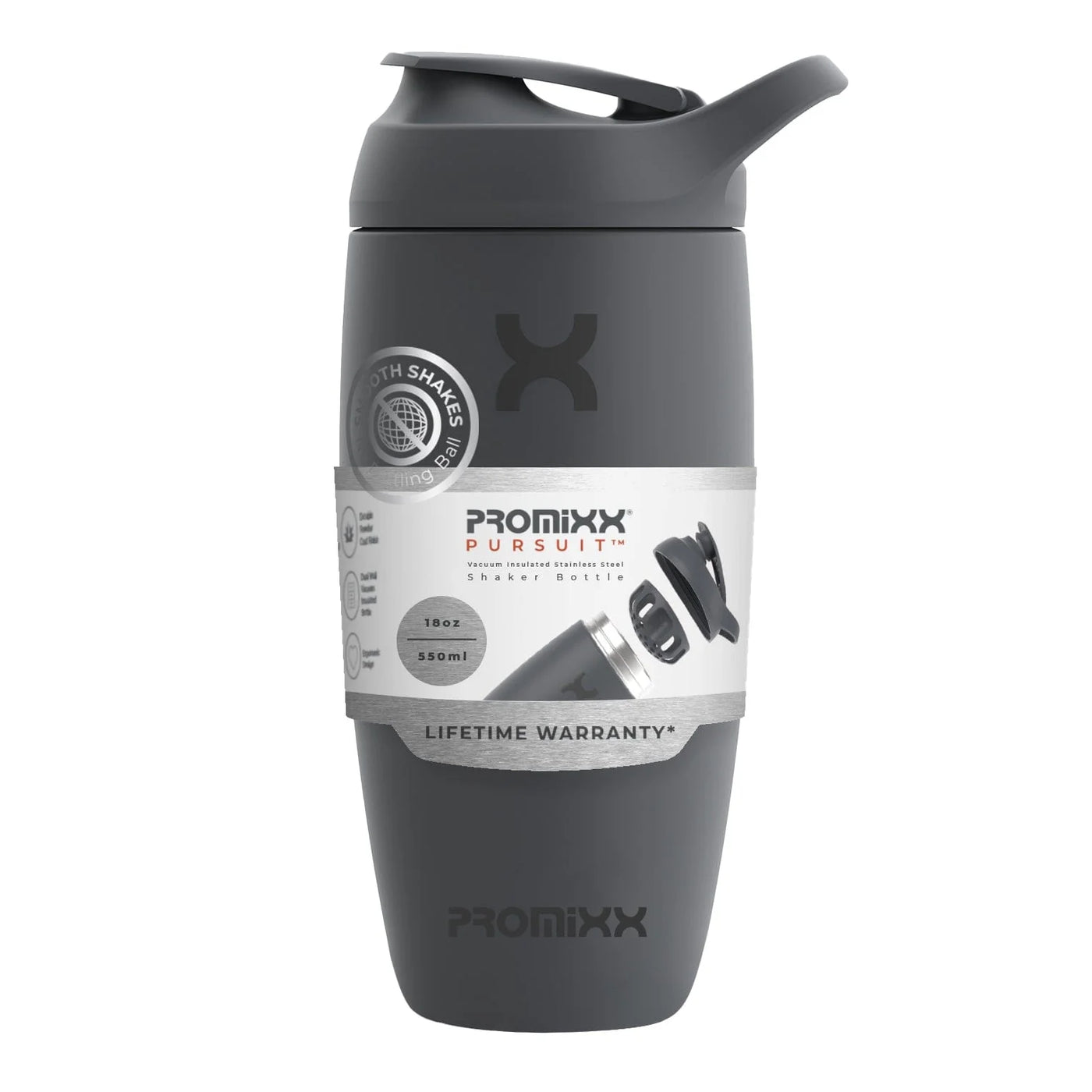 PROMiXX Pursuit Stainless-Steel Shaker Bottle 550ml Graphite