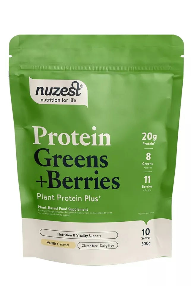 Nuzest Protein Plus Greens + Berries 300g Vanilla Caramel