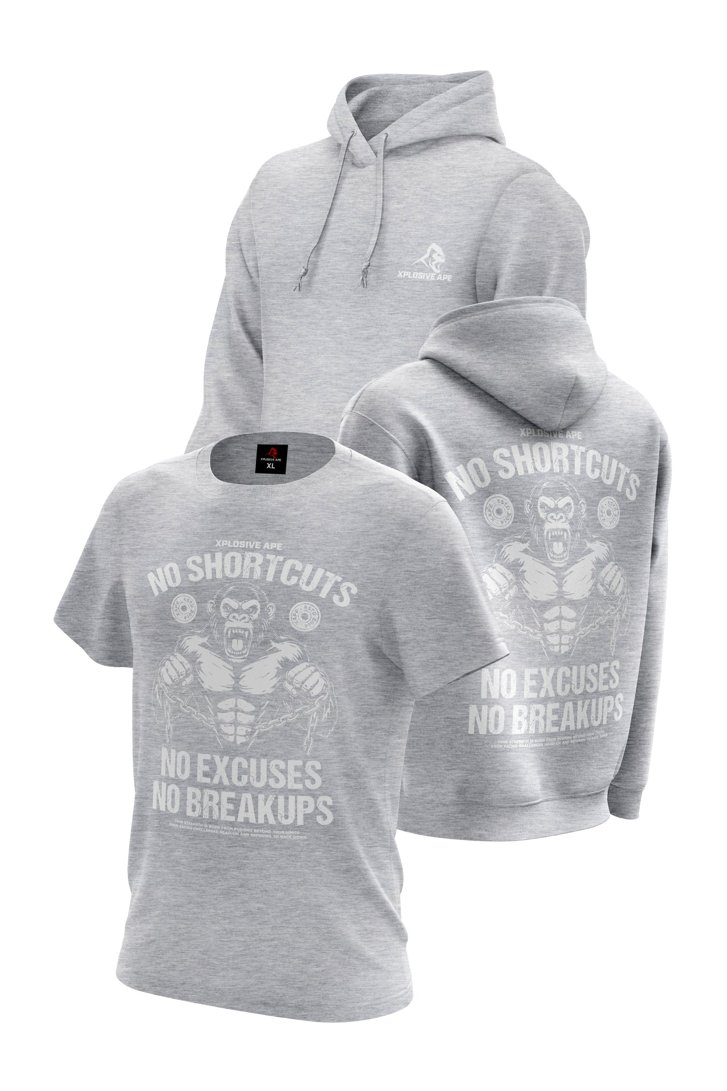 XAPE No Shortcuts Hoodie & Tee Combo - Sports Grey