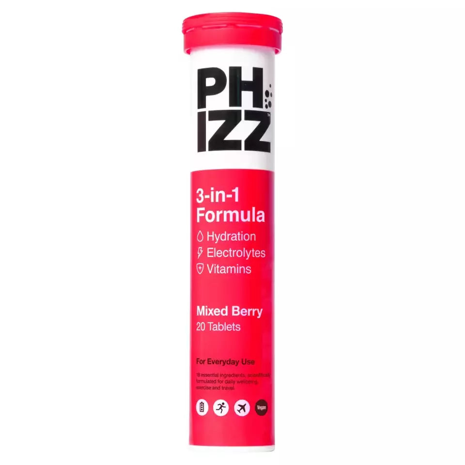 Phizz 2-in-1 Multivitamin & Rehydration Electrolyte Effervescent 12x20 Tabs Mixed Berry