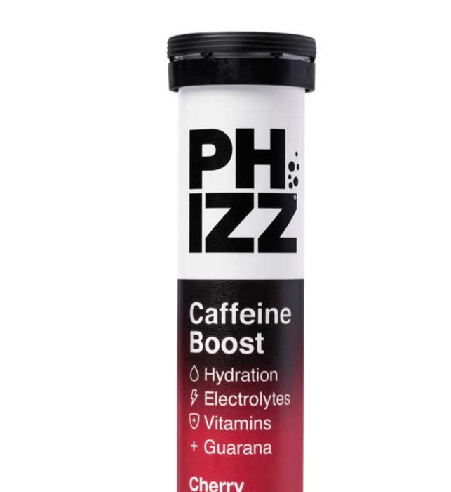 Phizz Cherry + Caffeine Boost 3-in-1 Hydration, Electrolytes and Vitamins Effervescent 12x20 Tabs Cherry