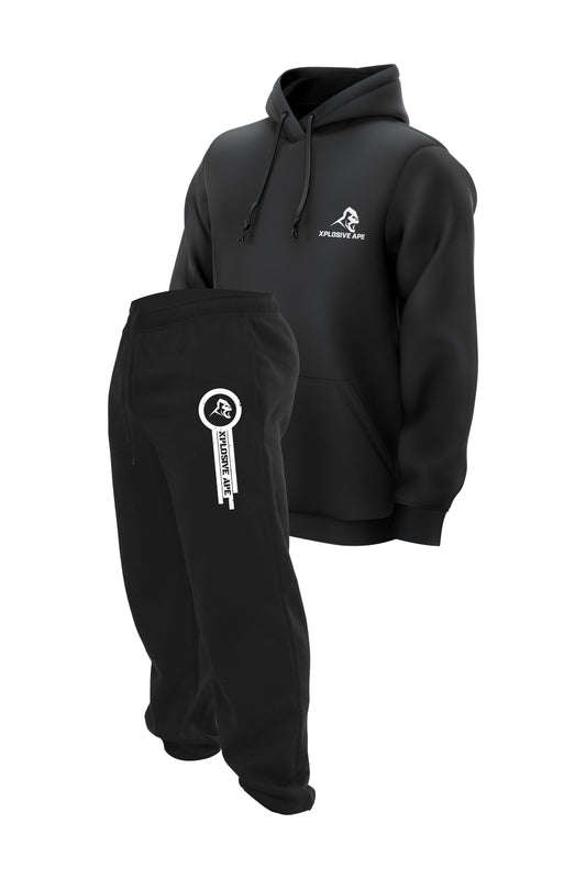 XAPE Panelled Joggers & Essential Hoodie Combo - Black