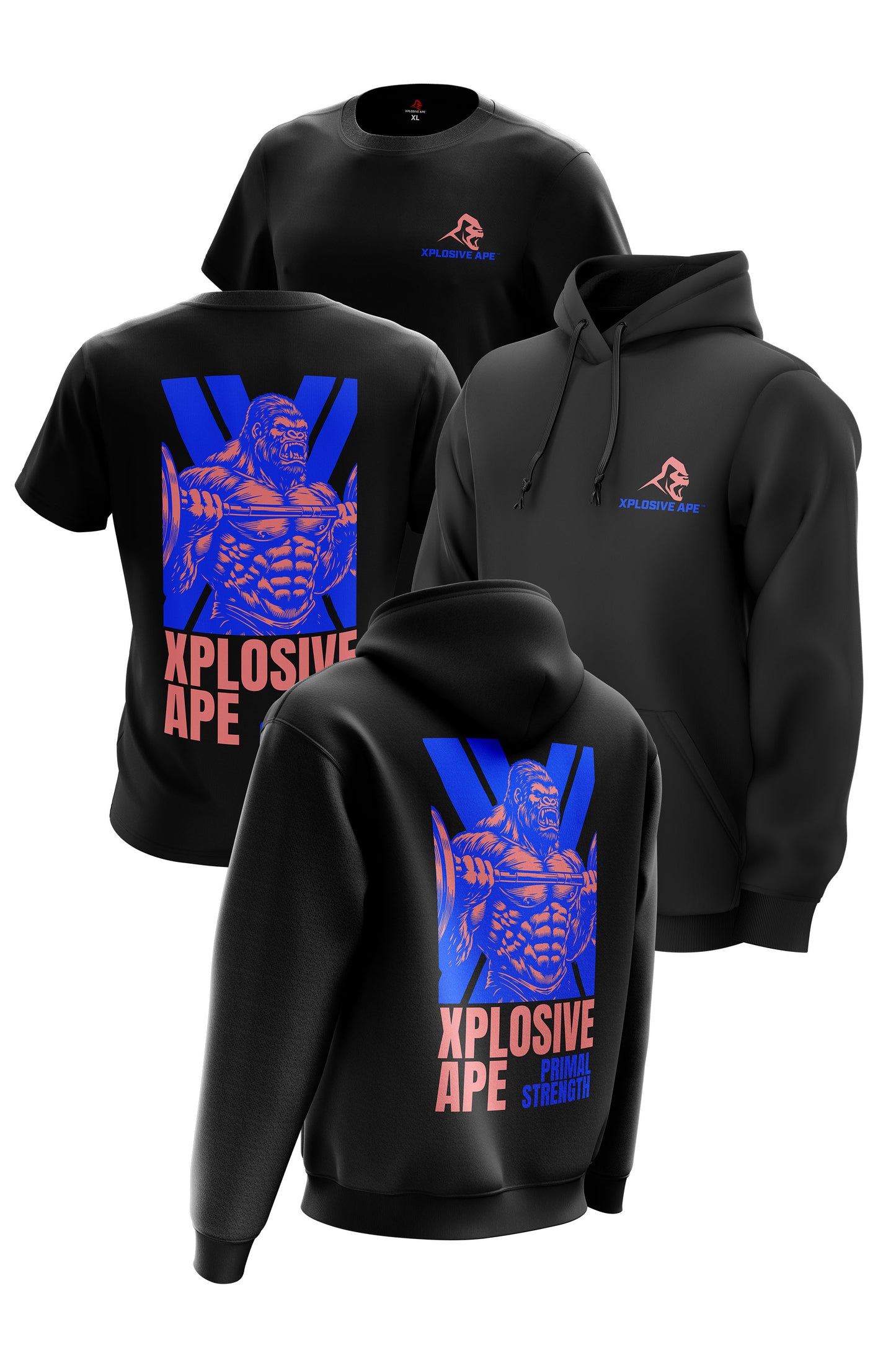 XAPE Primal Strength V1 Hoodie & Tee - Black