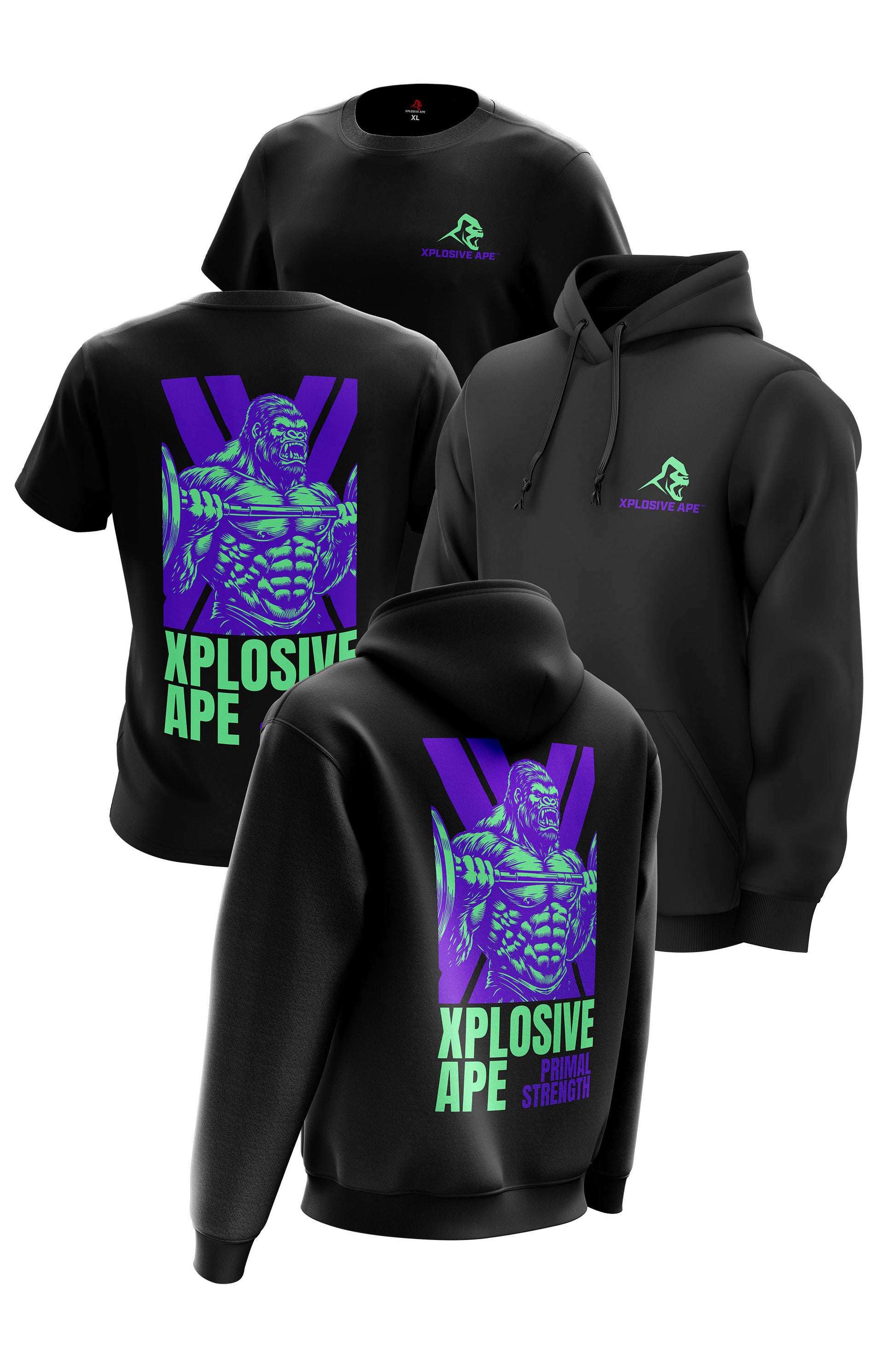 XAPE Primal Strength V2 Hoodie & Tee - Black