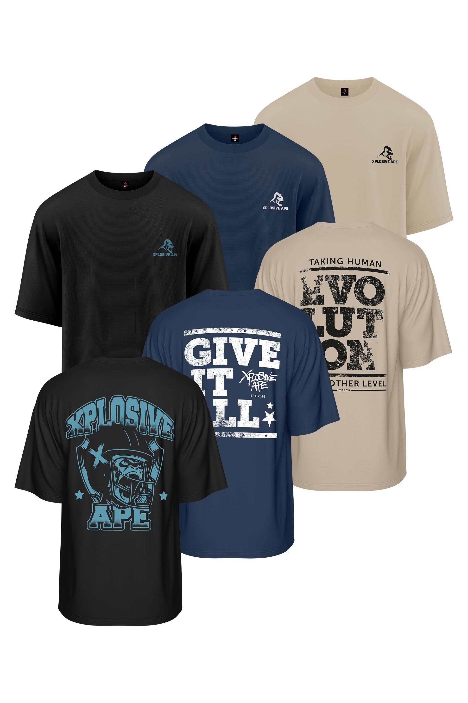 XAPE Quarterback Give it All Evolution Oversized 3 Tees Pack