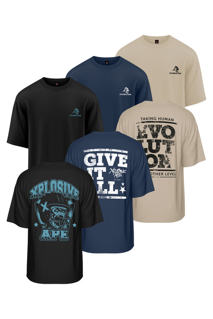 XAPE Quarterback Give it All Evolution Oversized 3 Tees Pack