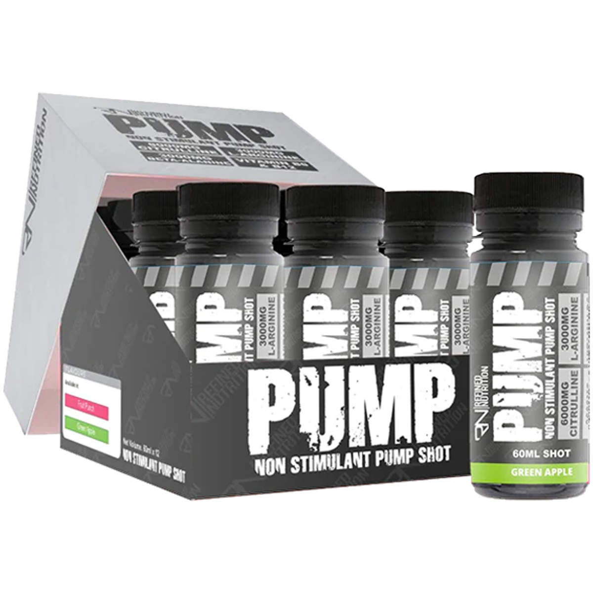 Refined-Nutrition-PUMP-Pre-Workout-Shots-12x60ml-Green-Apple