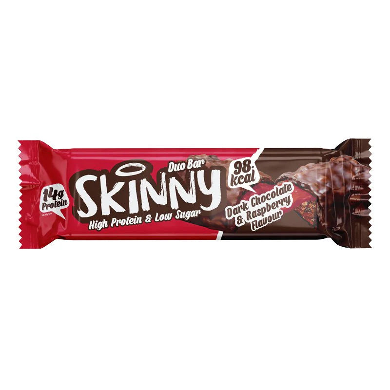 The Skinny Food Co Duo Low Sugar High Protein Bar 12 x 60g Dark Chocolate Raspberry