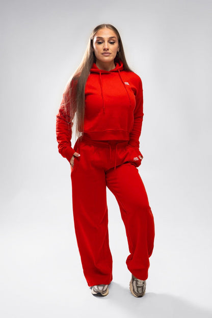 XAPE Core Logo Cropped String Hoodie - Red