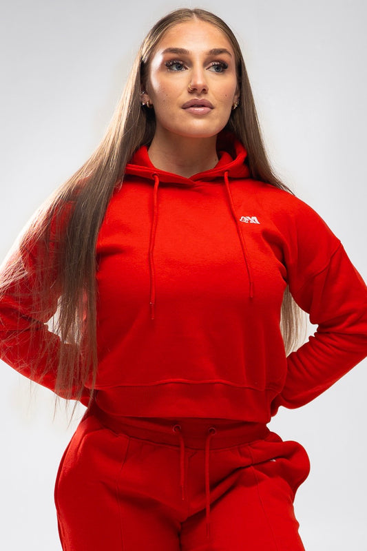 XAPE Core Logo Cropped String Hoodie - Red