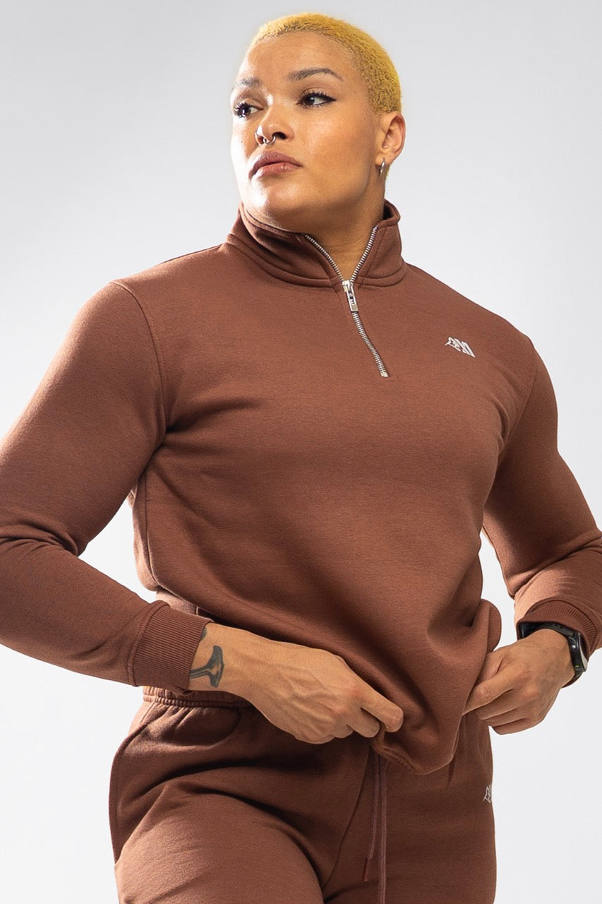 XAPE Core Logo Quarter Zip - Cocoa